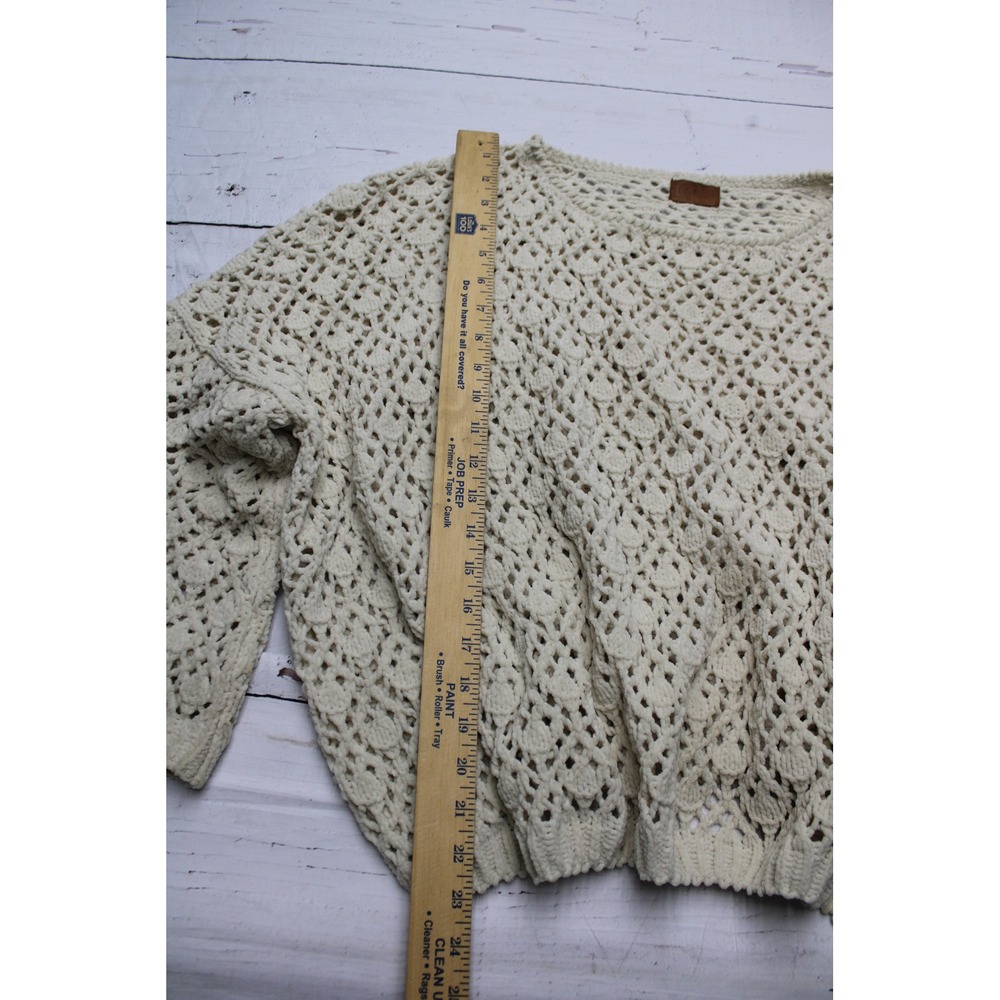 POL Crochet Knit Chenille Sweater Cream Medium Boho Cottagecore - Picture 5 of 8